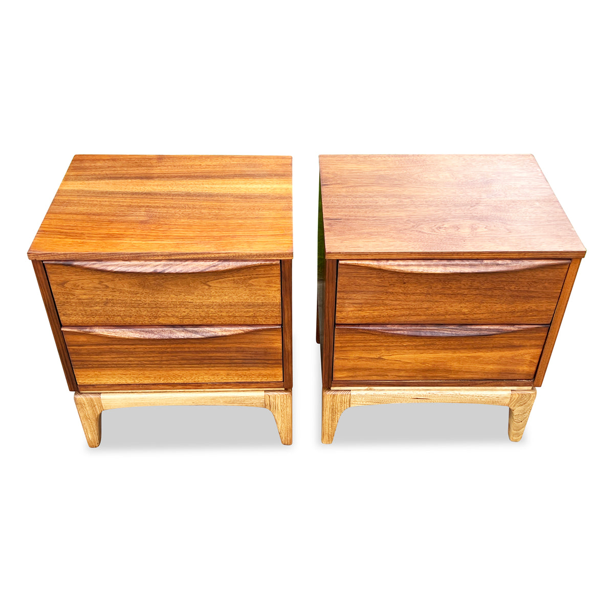 Walnut Two Drawer Nightstands