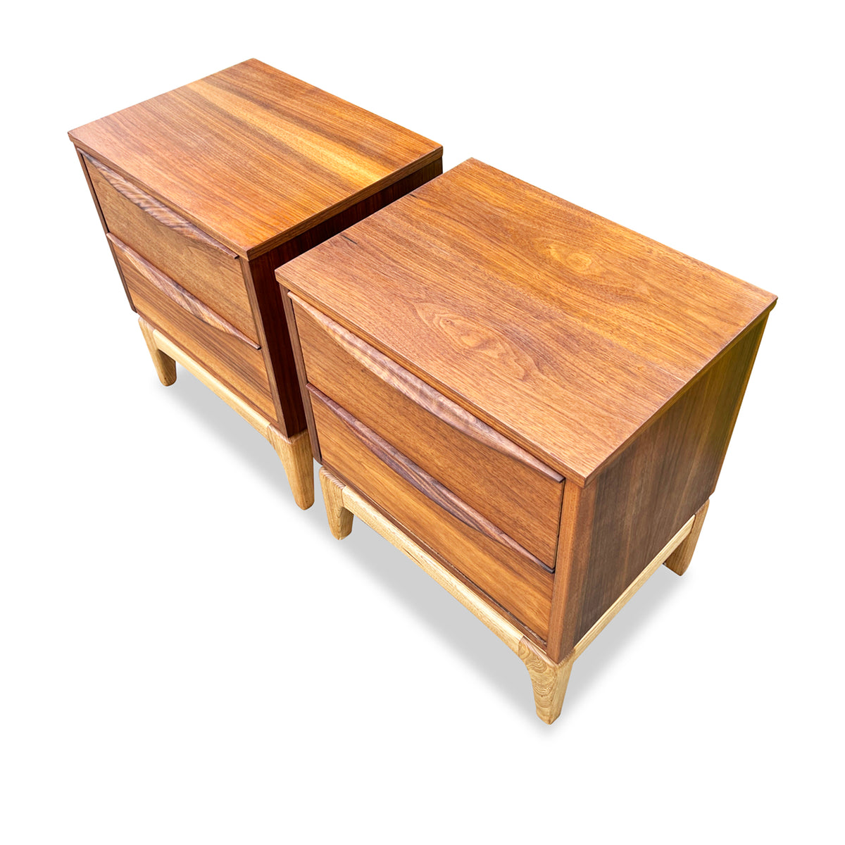 Walnut Two Drawer Nightstands