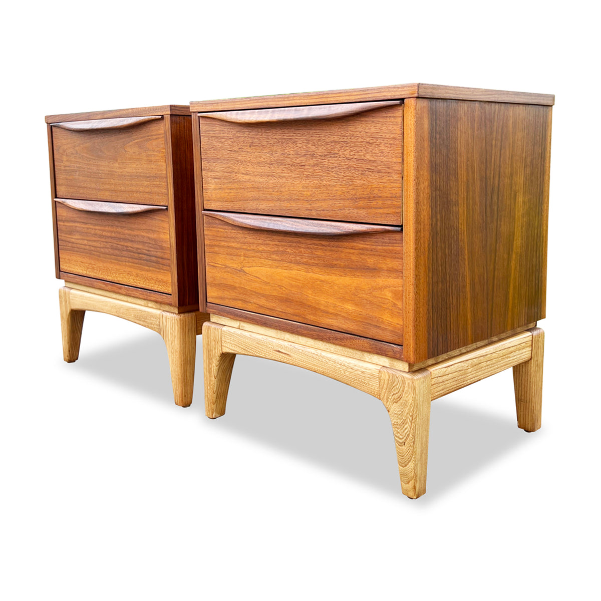 Walnut Two Drawer Nightstands