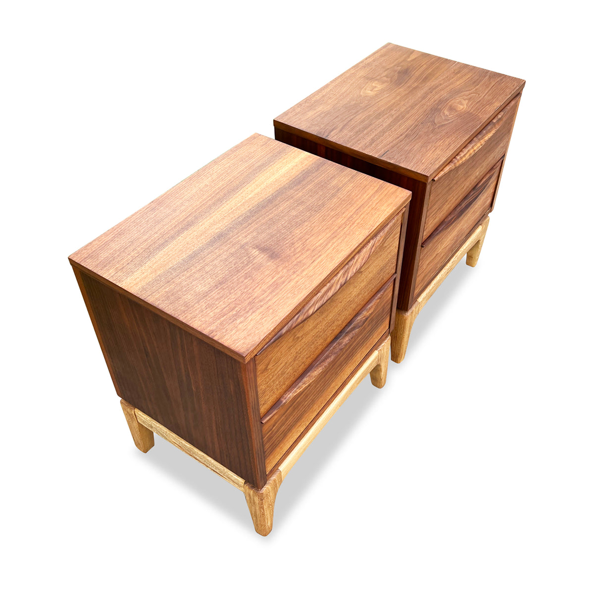 Walnut Two Drawer Nightstands