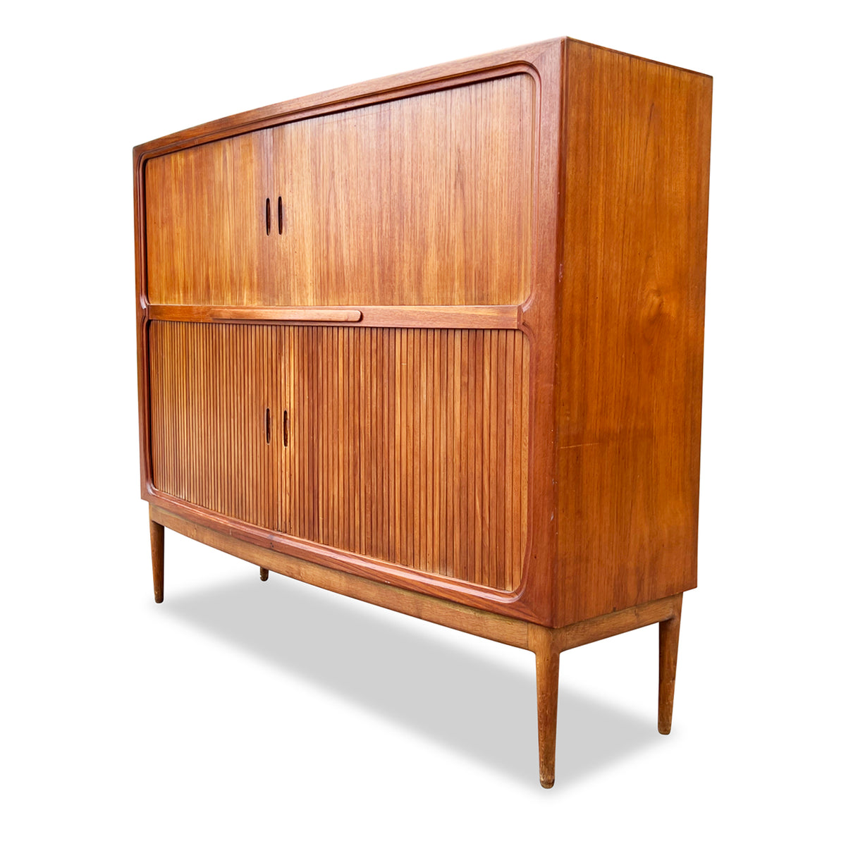 Mid Century Tambour Door Bar Cabinet