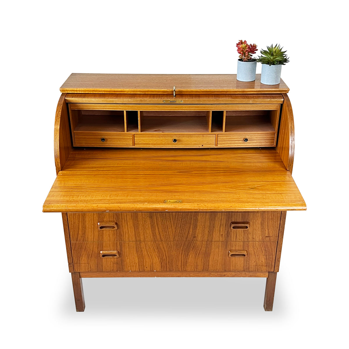 Teak Roll-Top Desk