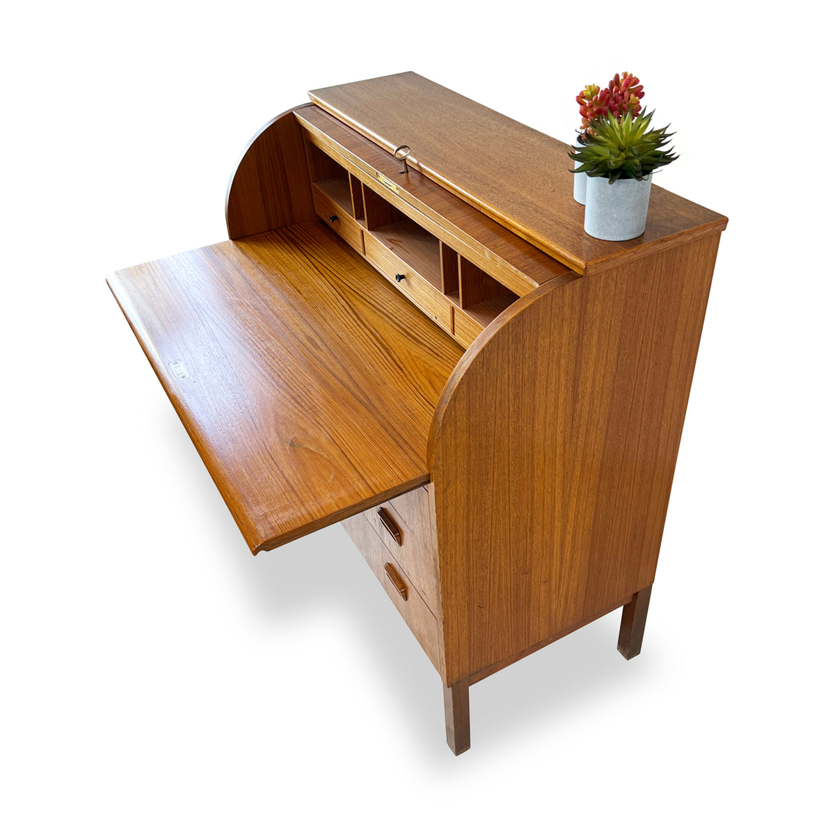 Teak Roll-Top Desk