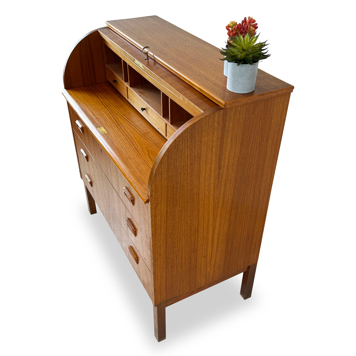 Teak Roll-Top Desk
