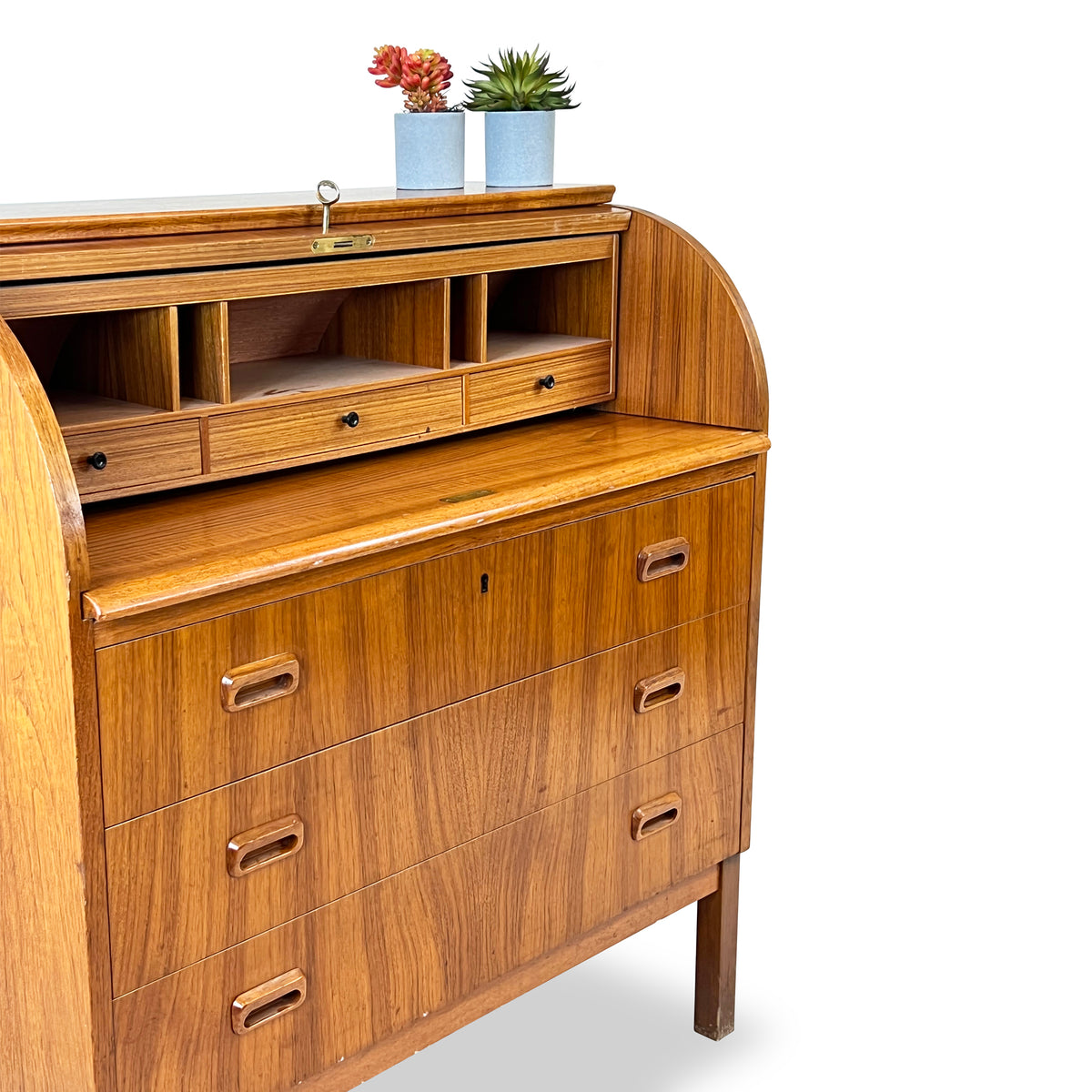 Teak Roll-Top Desk