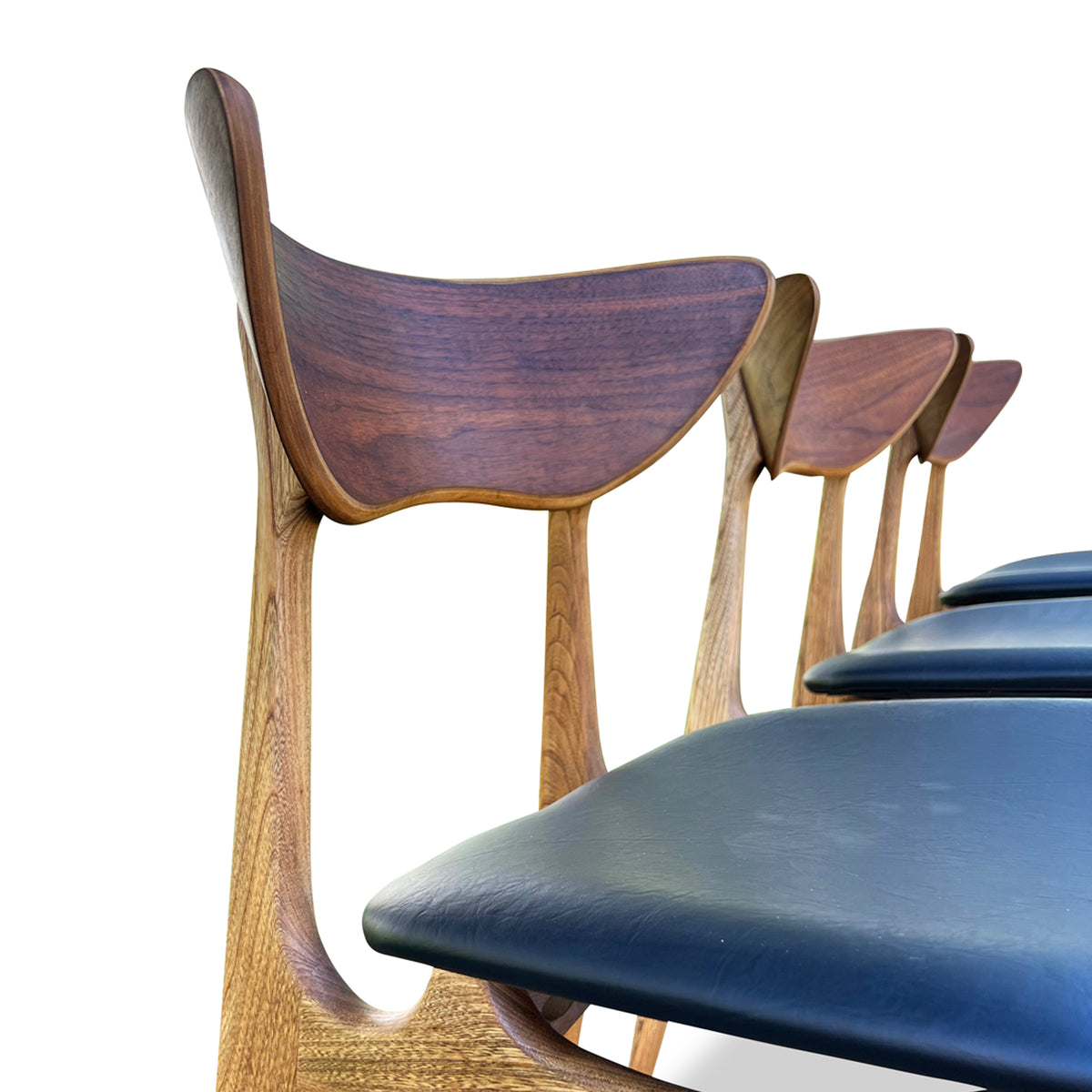Set of Six Walnut and Elm Dining Chairs by Deilcraft
