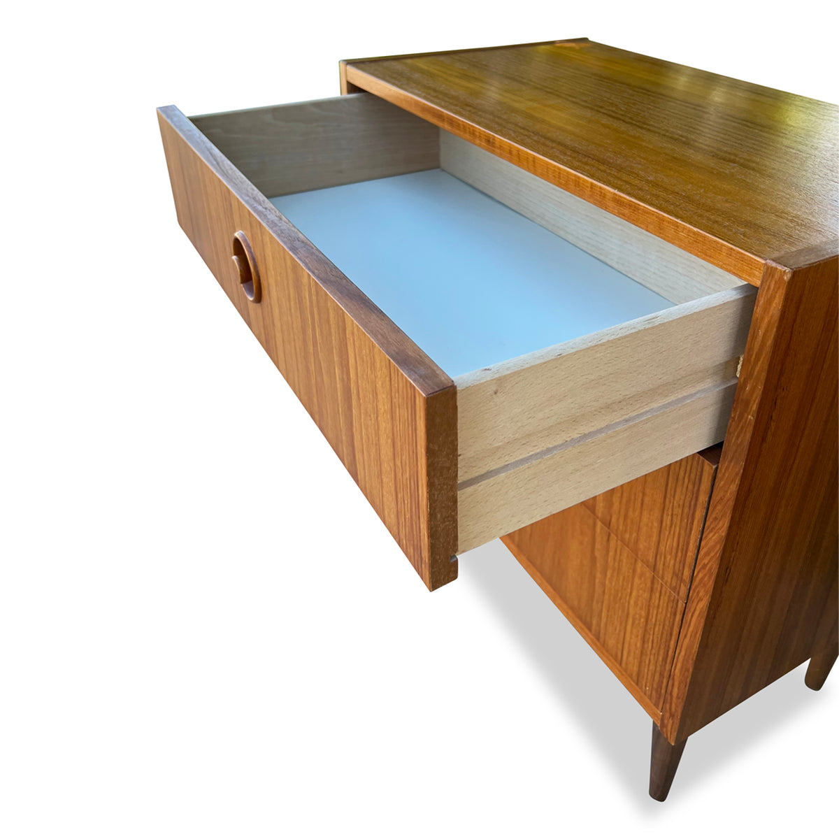 Teak Three Drawer Nightstands