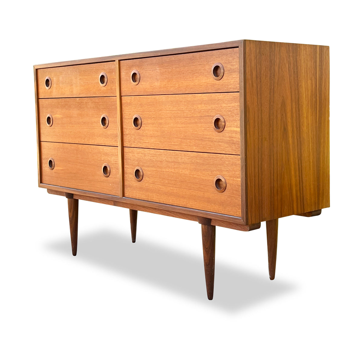 Teak Six Drawer Dresser
