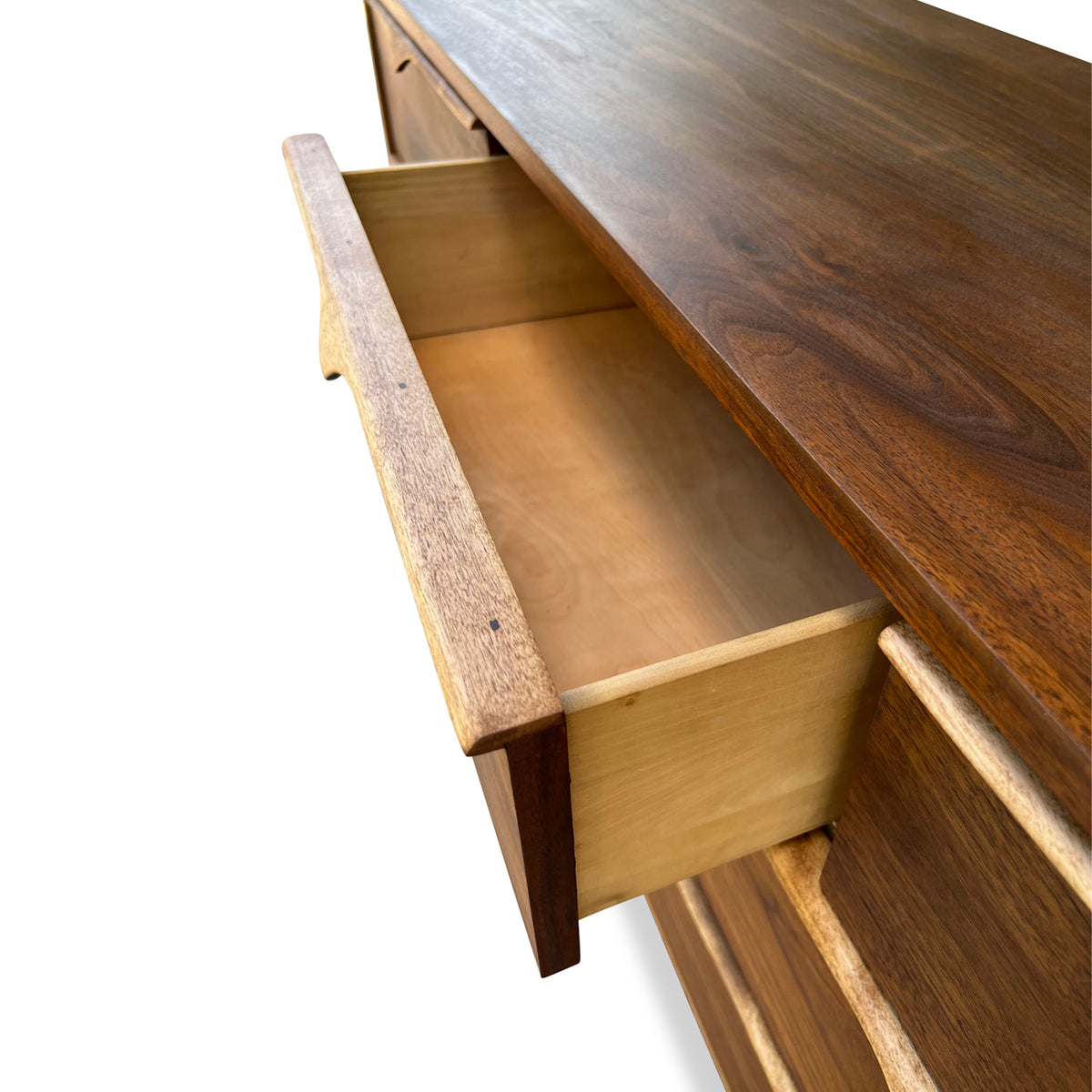 Walnut and Birch Seven Drawer Dresser