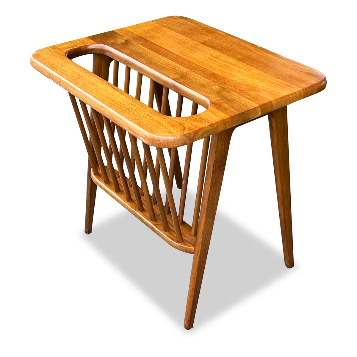 Arthur Umanoff Style Walnut Magazine Rack