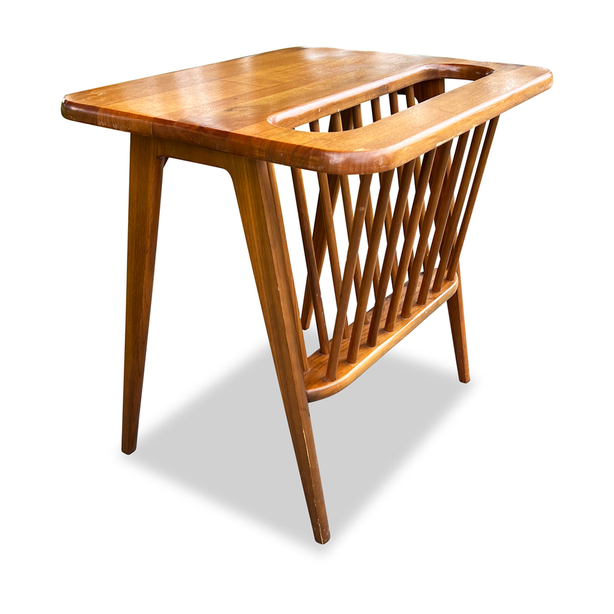 Arthur Umanoff Style Walnut Magazine Rack
