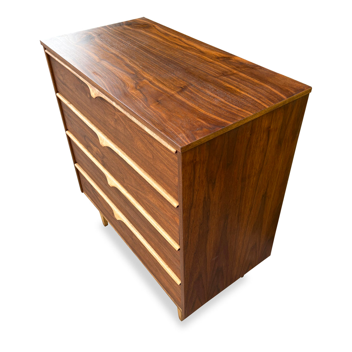 Walnut and Birch Chest of Drawers