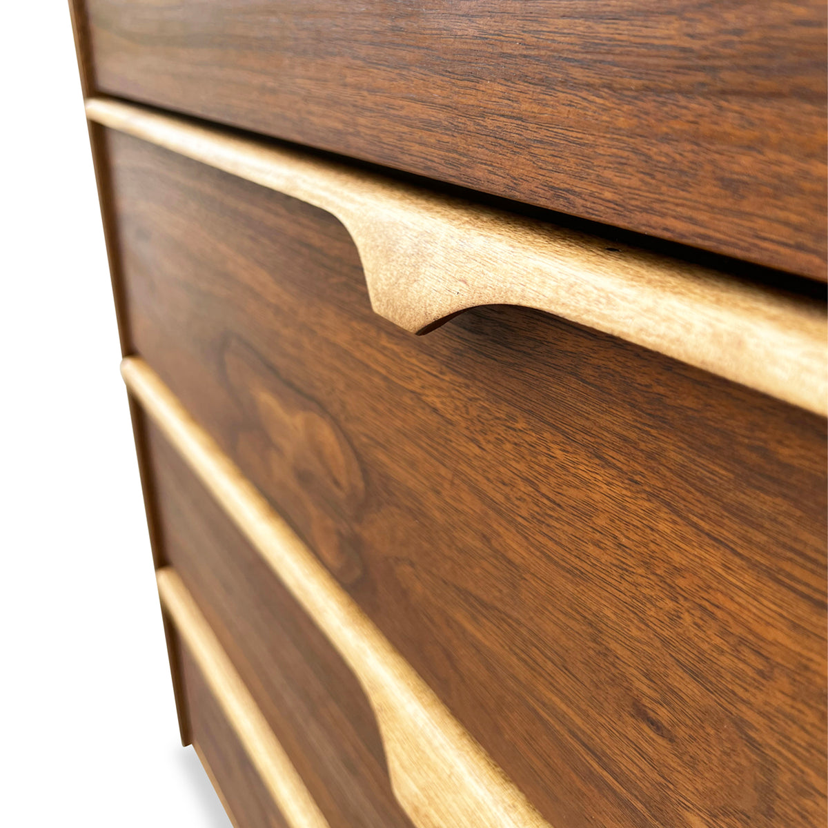 Walnut and Birch Chest of Drawers