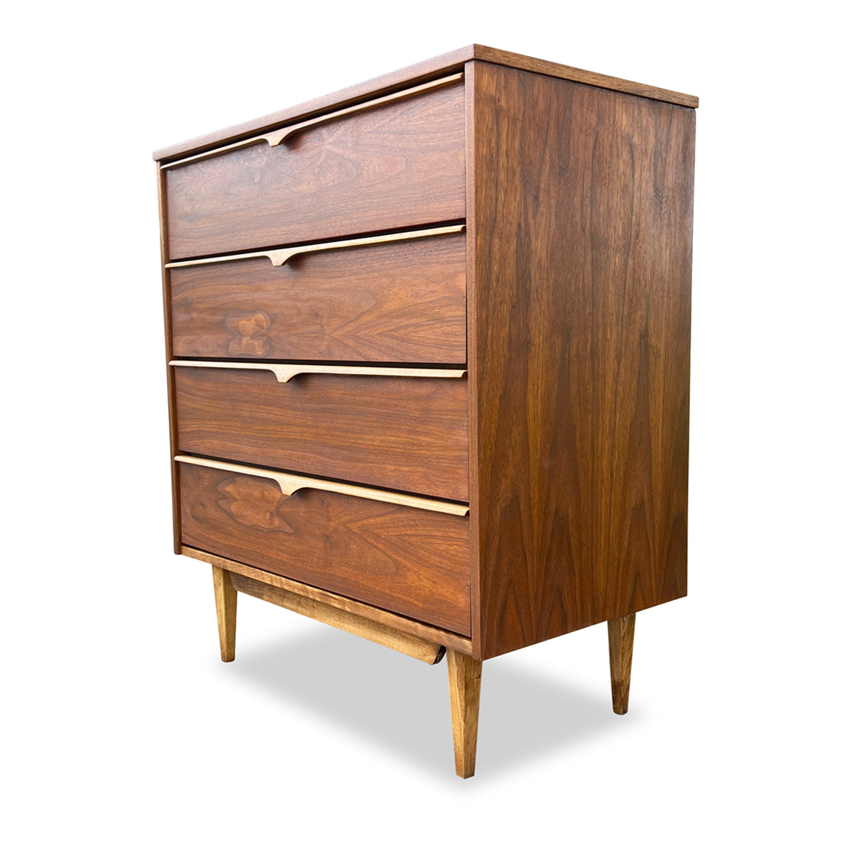 Walnut and Birch Chest of Drawers