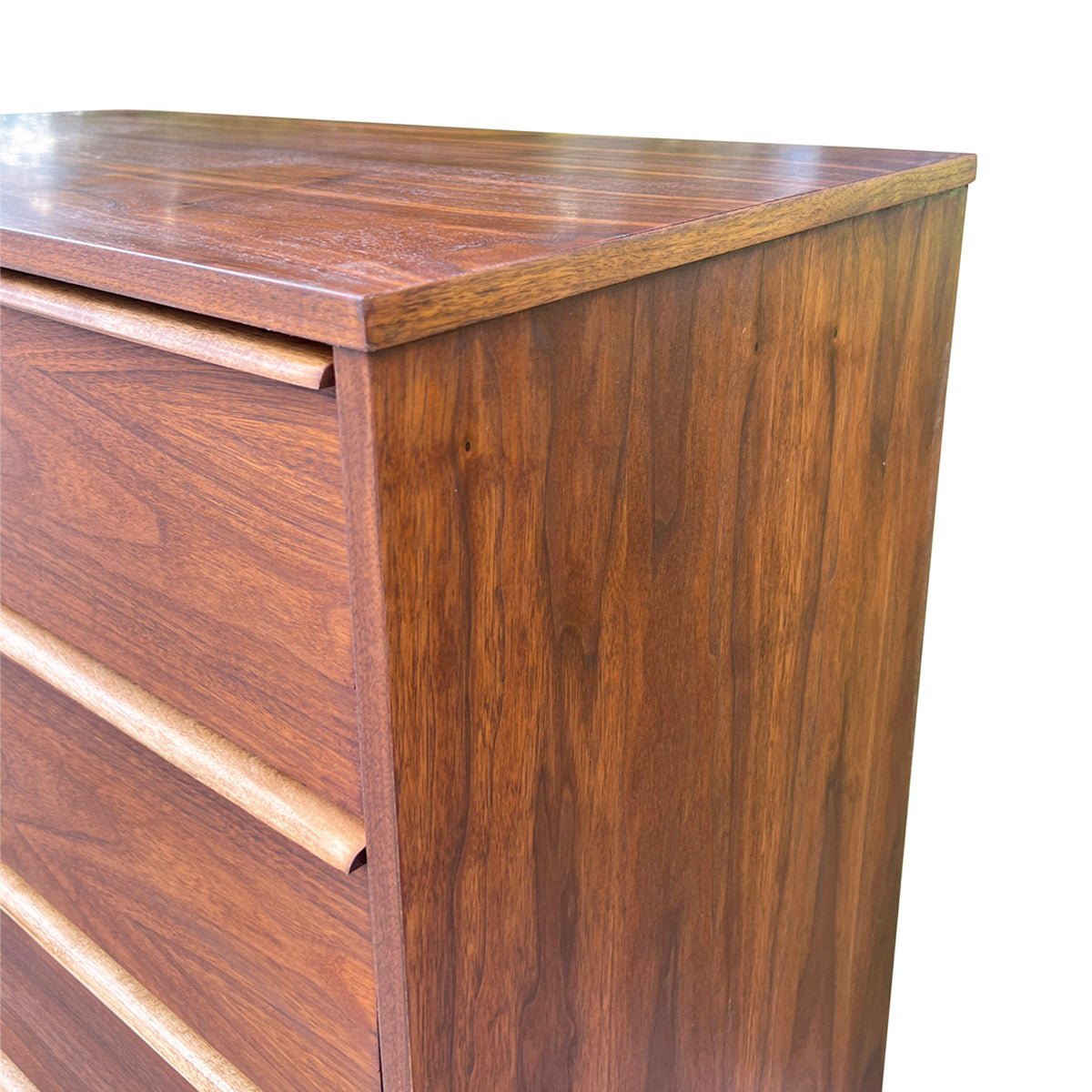 Walnut and Birch Chest of Drawers