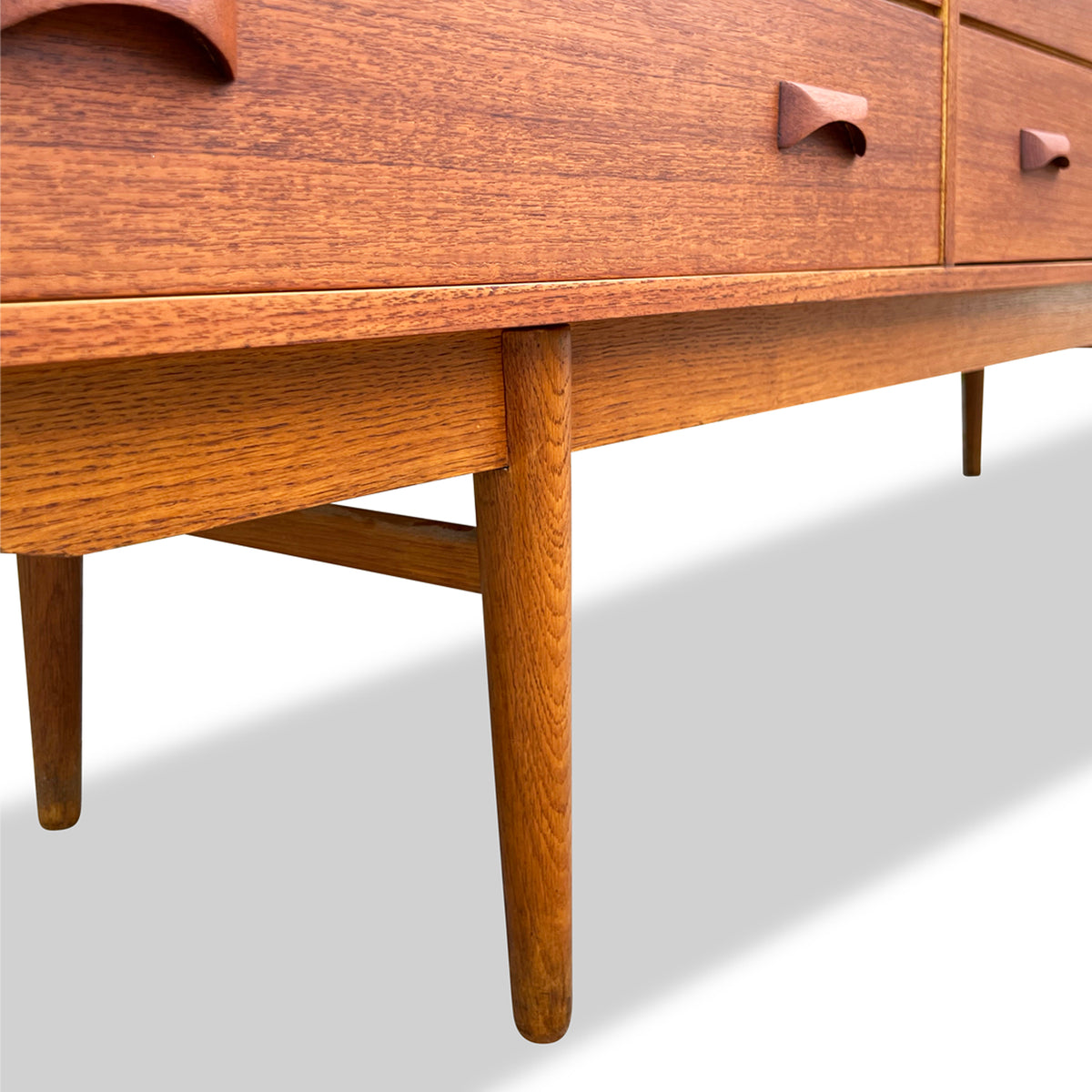Mid Century Teak Nine Drawer Dresser by Frestho