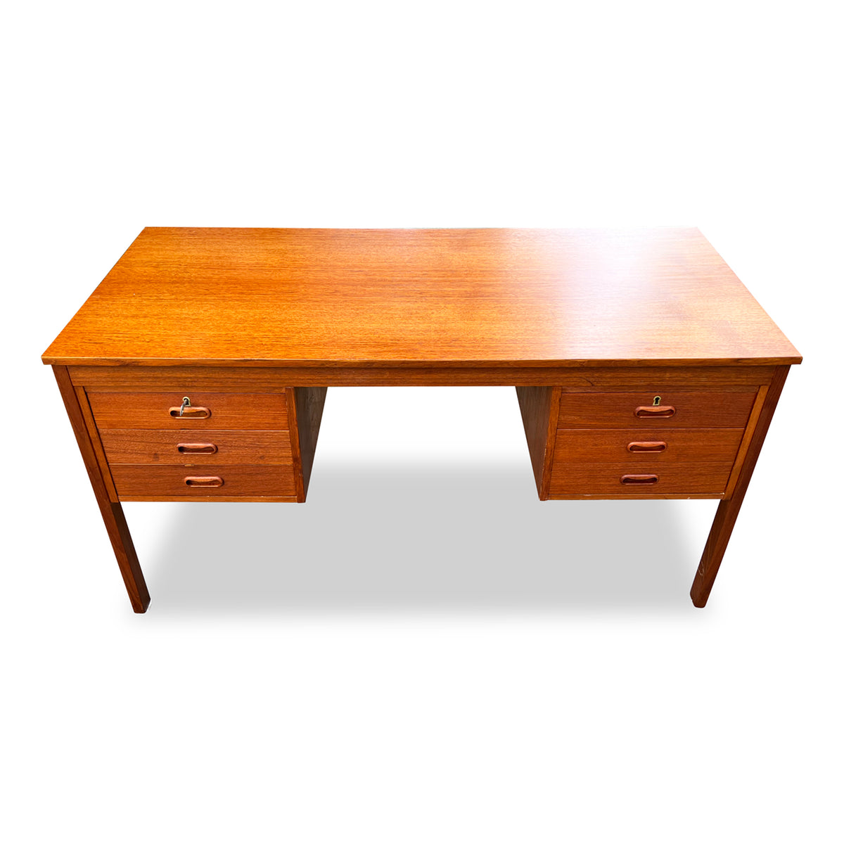 Teak Six Drawer Desk