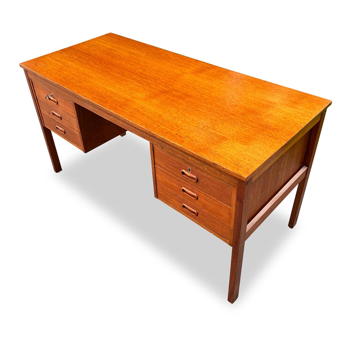 Teak Six Drawer Desk