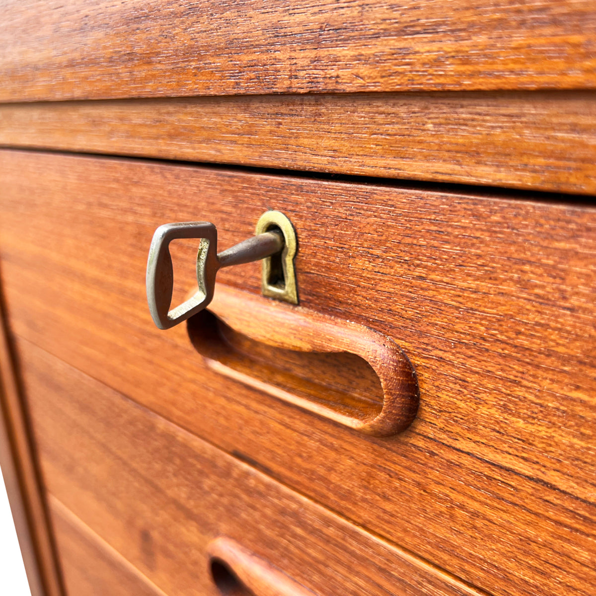 Teak Six Drawer Desk