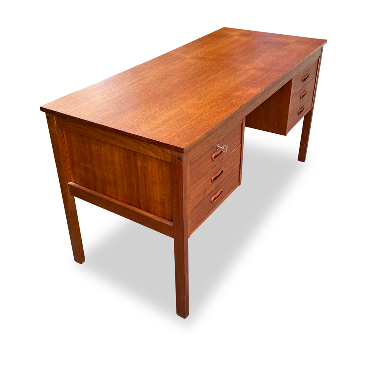 Teak Six Drawer Desk