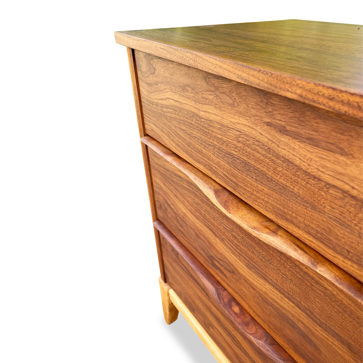 Walnut and Birch Six Drawer Dresser by Kaufman