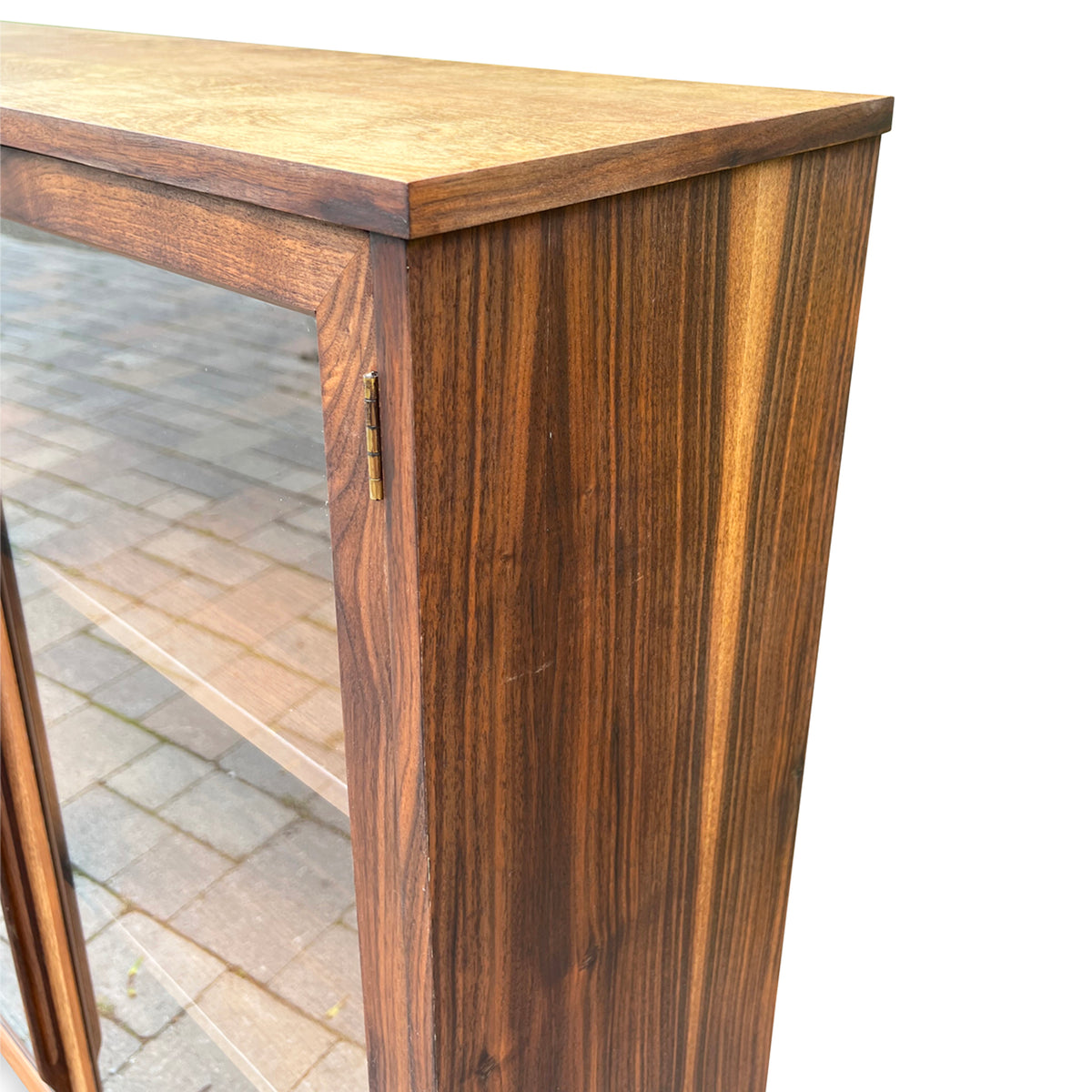 Walnut Bookcase with Glass Doors