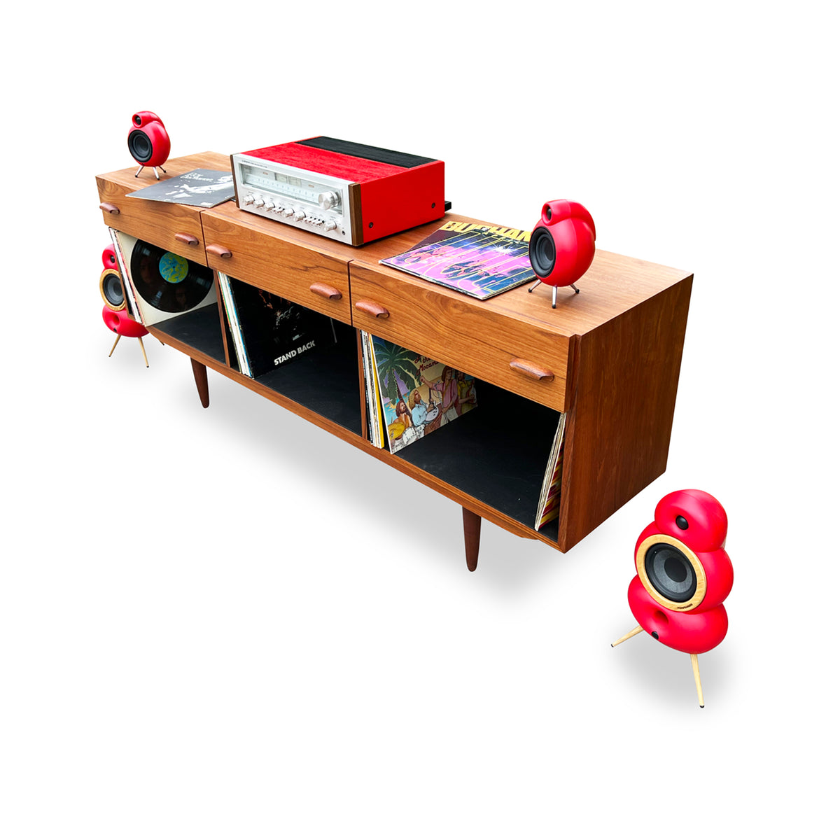 Teak Record Cabinet/Open Sideboard
