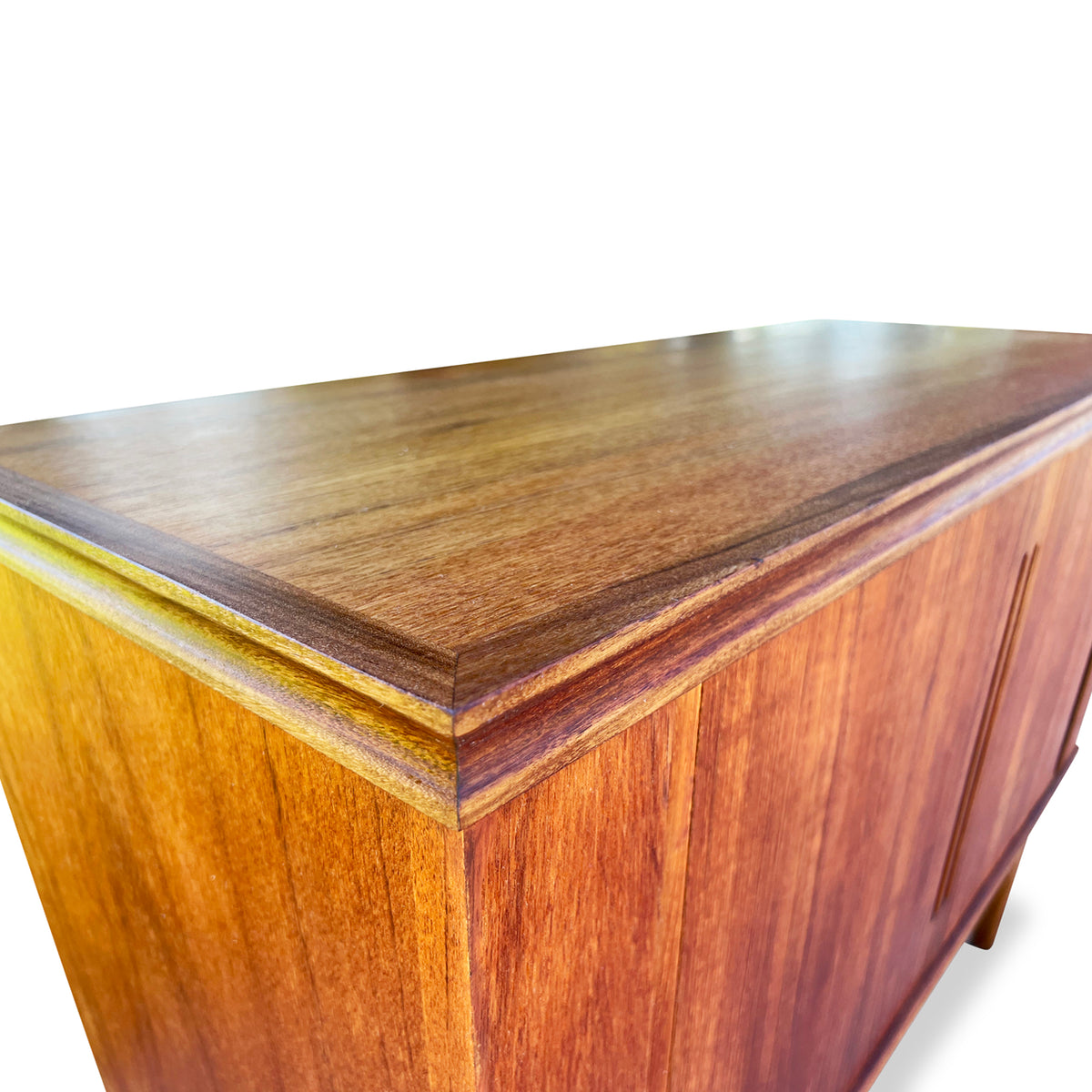 Compact Teak Tambour Door Cabinet