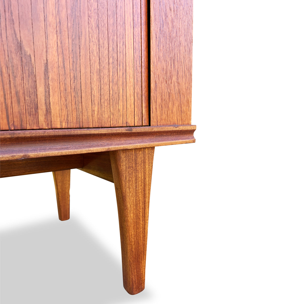 Compact Teak Tambour Door Cabinet