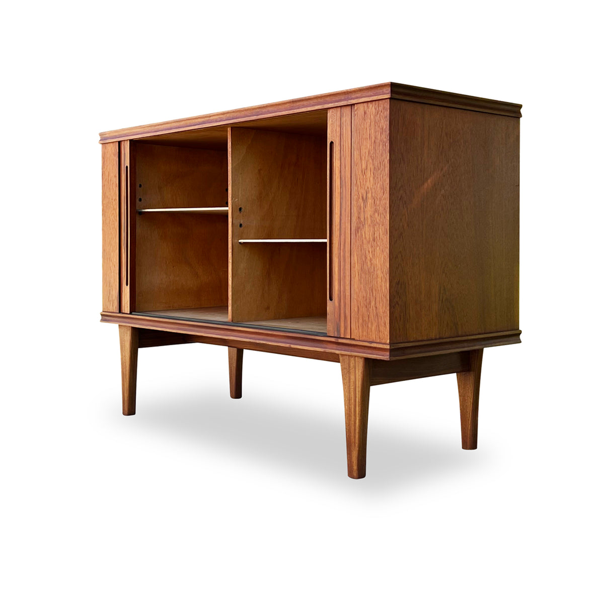 Compact Teak Tambour Door Cabinet