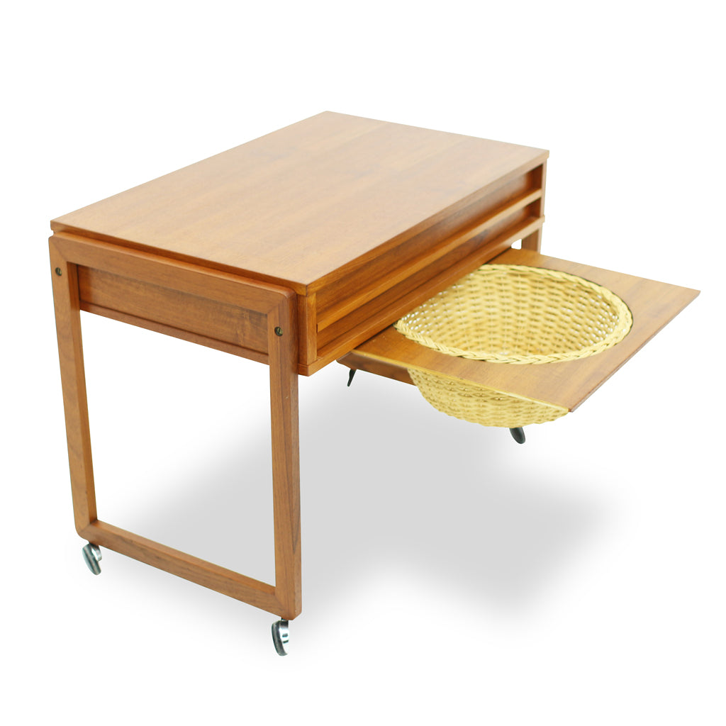 Mid Century Teak Side Table or Sewing Table