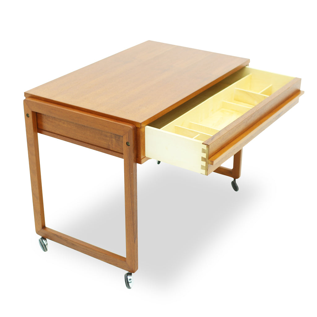 Mid Century Teak Side Table or Sewing Table