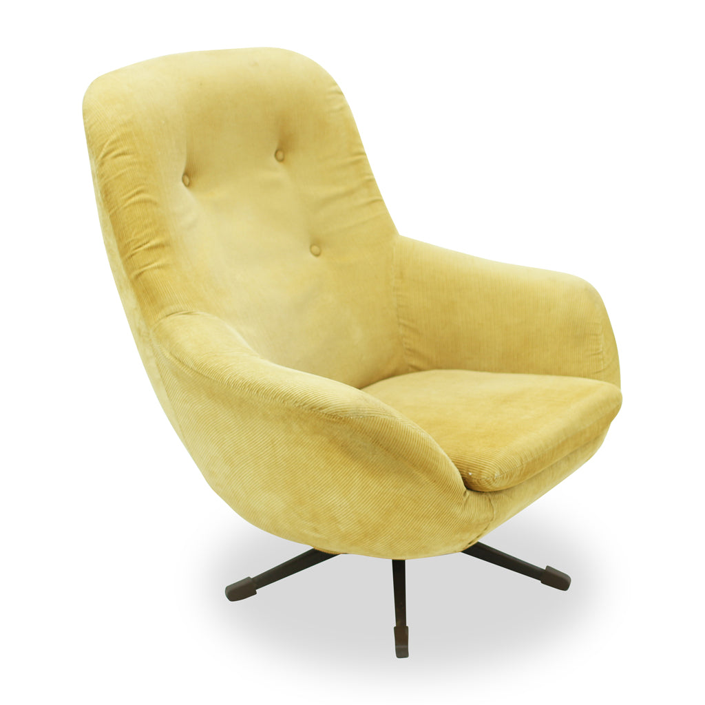 Vintage Mustard Colour Color Swivel Lounge Chair