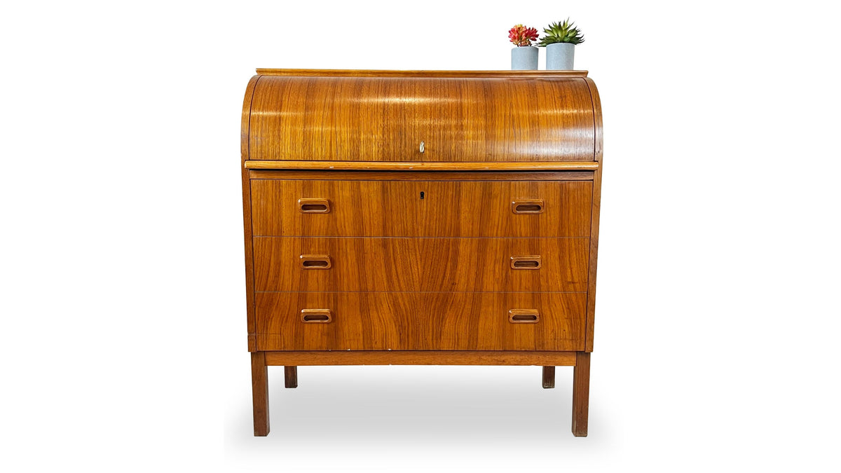 Teak Roll-Top Desk