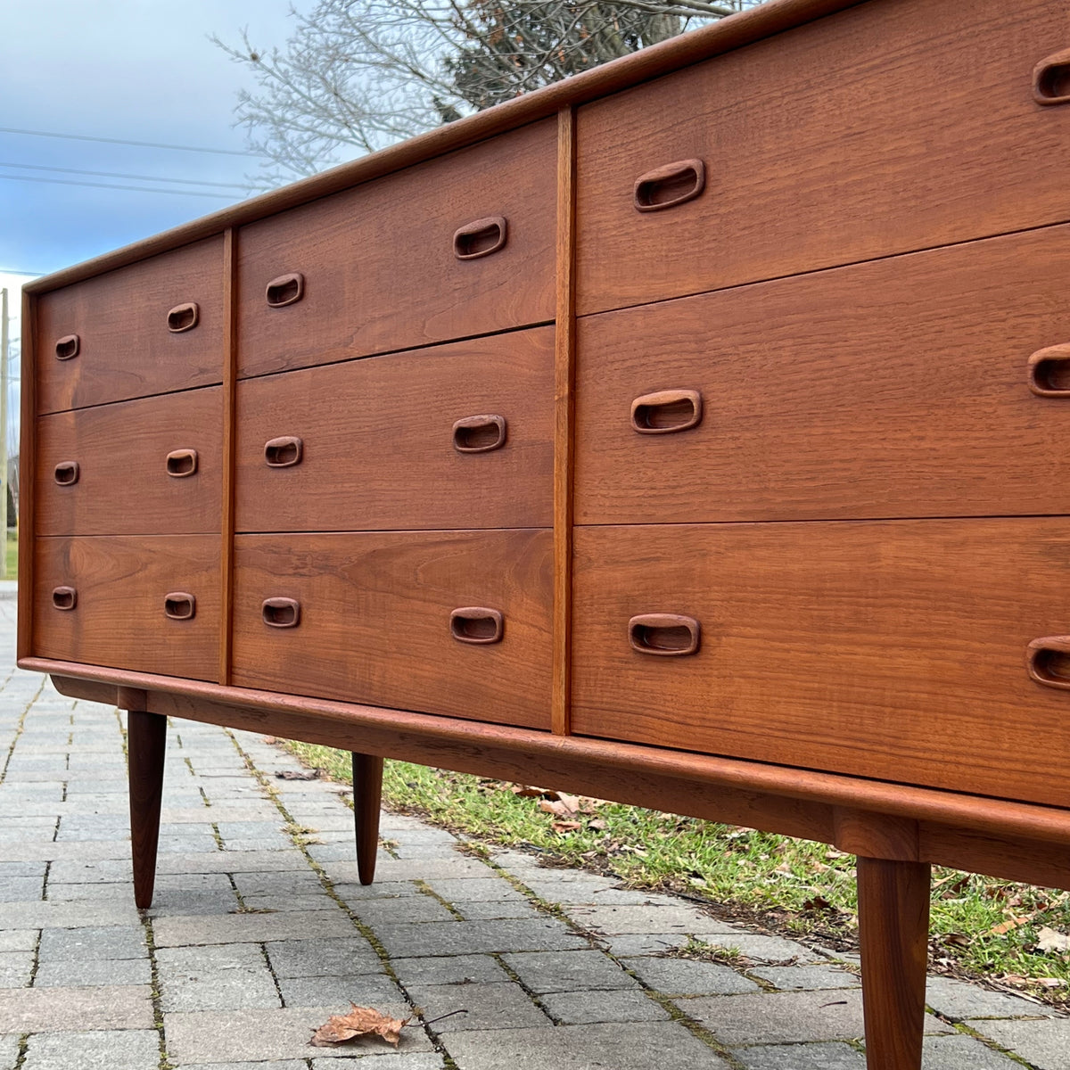 Teak Nine Drawer Dresser