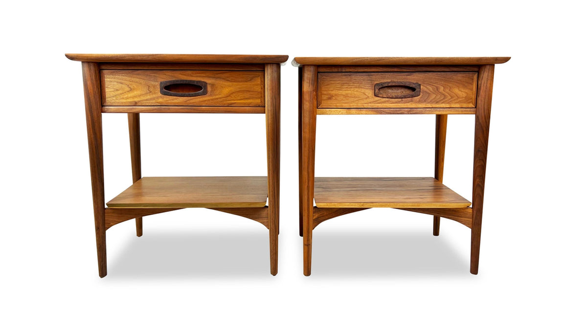 Walnut side tables by heritage mid century