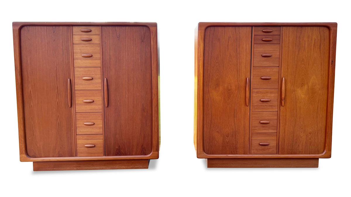 Teak Tambour Door Upright Dresser by Dyrlund