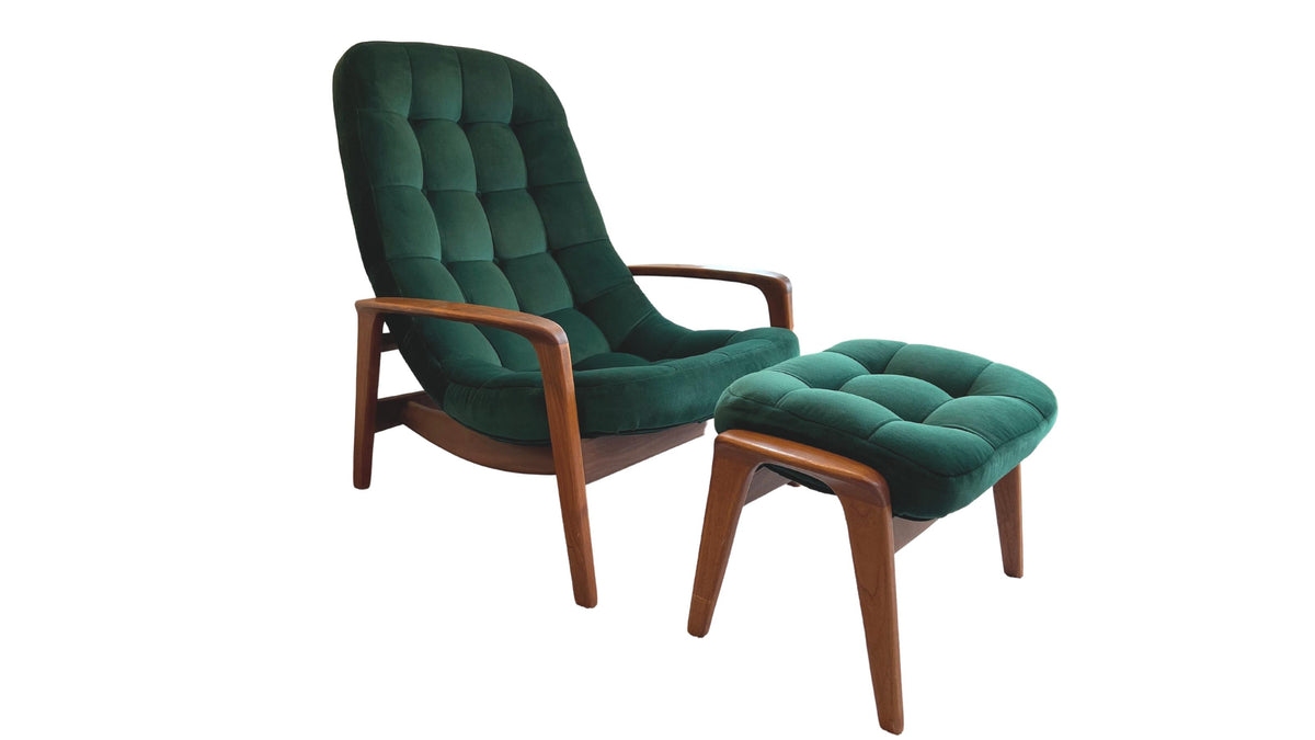 R. Huber Teak Scoop Chair and Ottoman