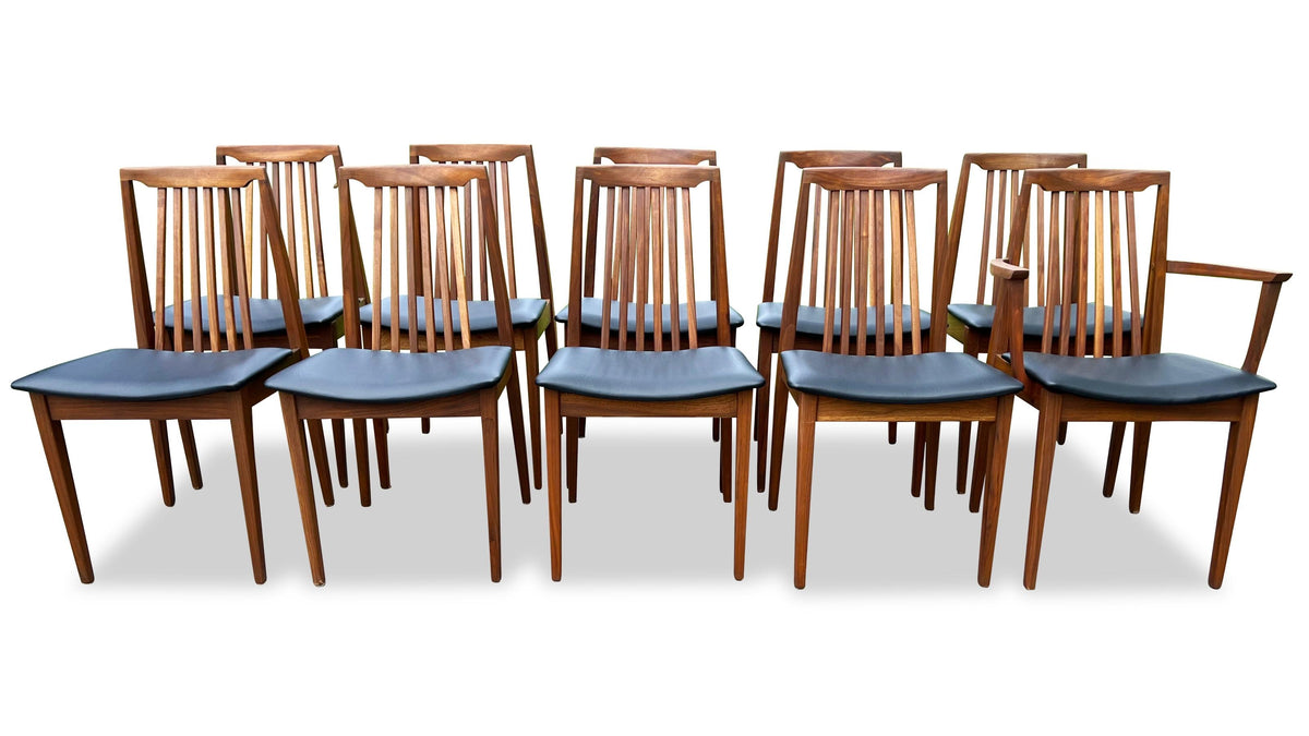 walnut slat back dining chairs by honderich