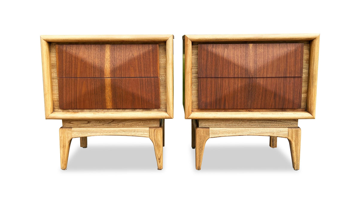 Walnut Diamond Nightstands by United Furniture