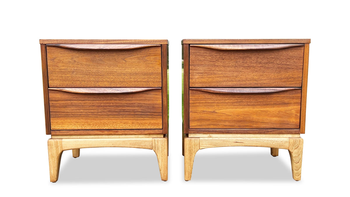 Walnut Two Drawer Nightstands