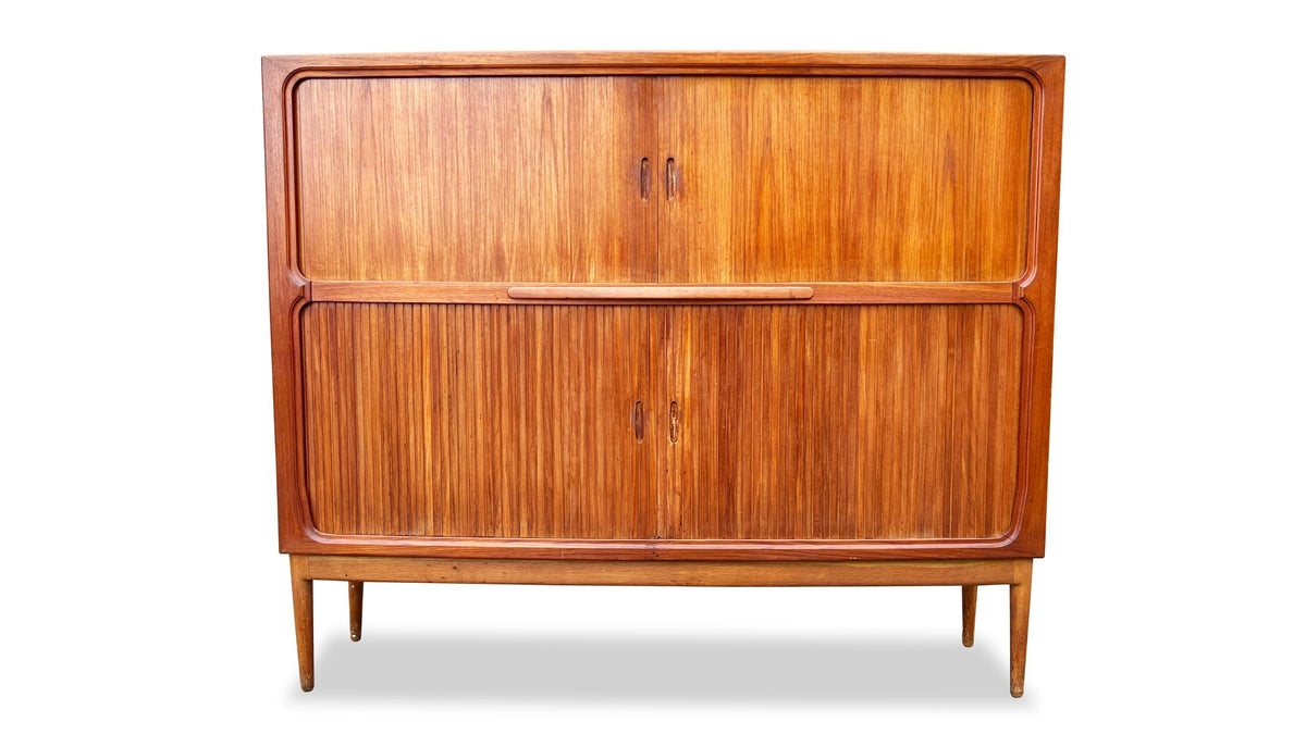 Mid Century Tambour Door Bar Cabinet