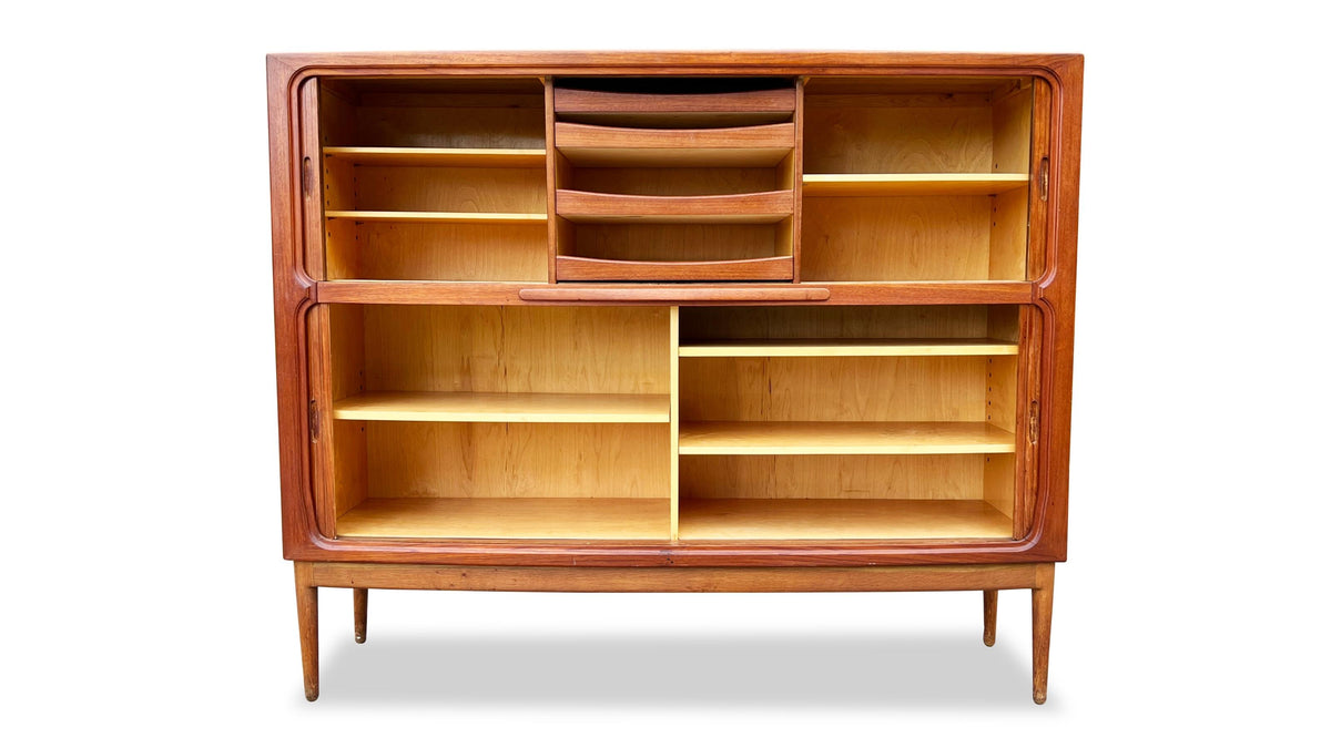 Mid Century Tambour Door Bar Cabinet