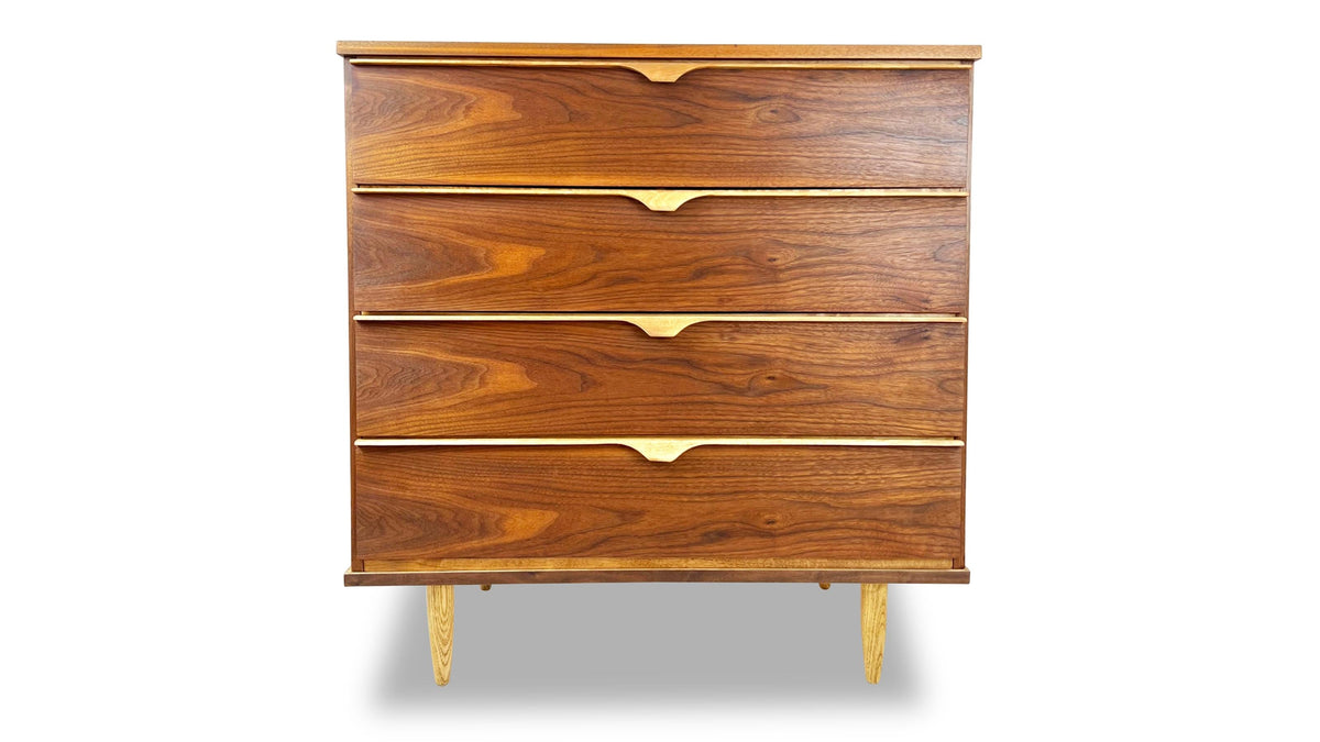 Walnut and Birch Chest of Drawers