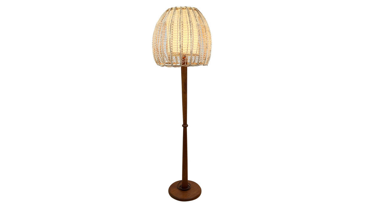 mid century braided Teak Floor Lamp