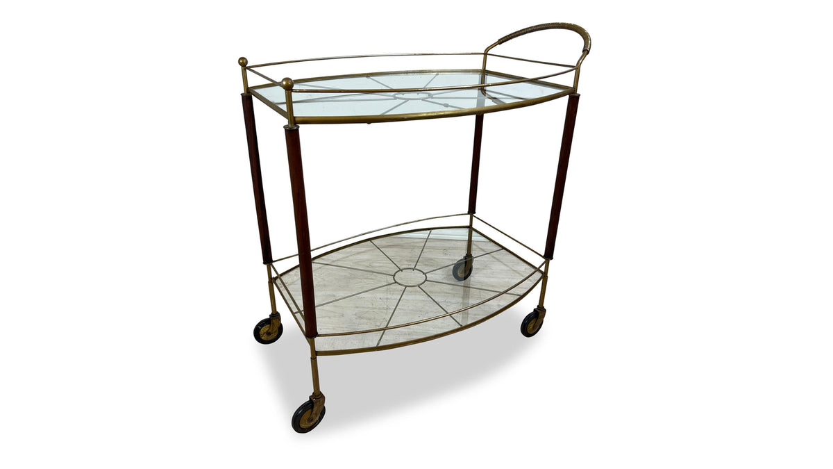 brass and glass vintage bar cart
