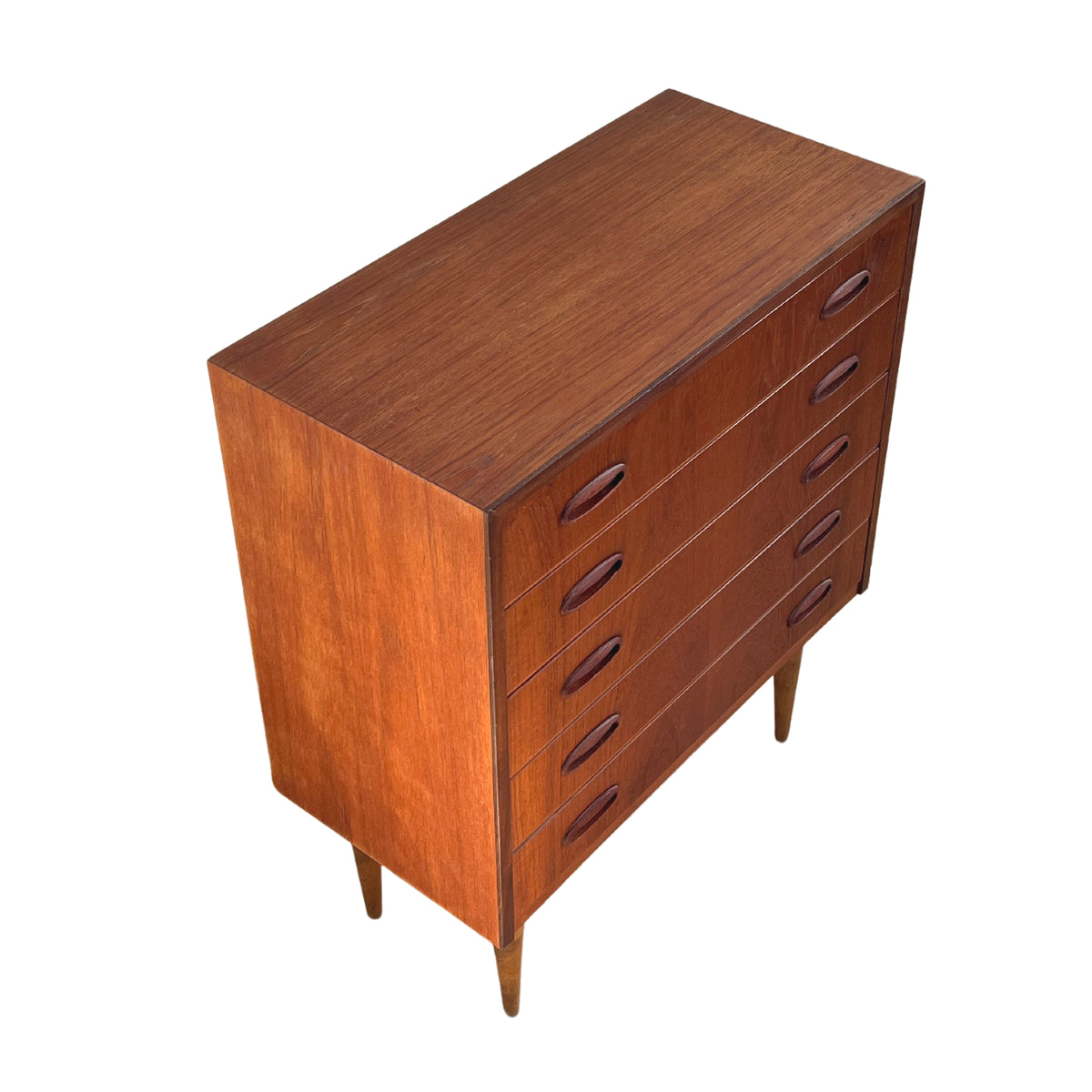 Compact Teak Five Drawer Chest