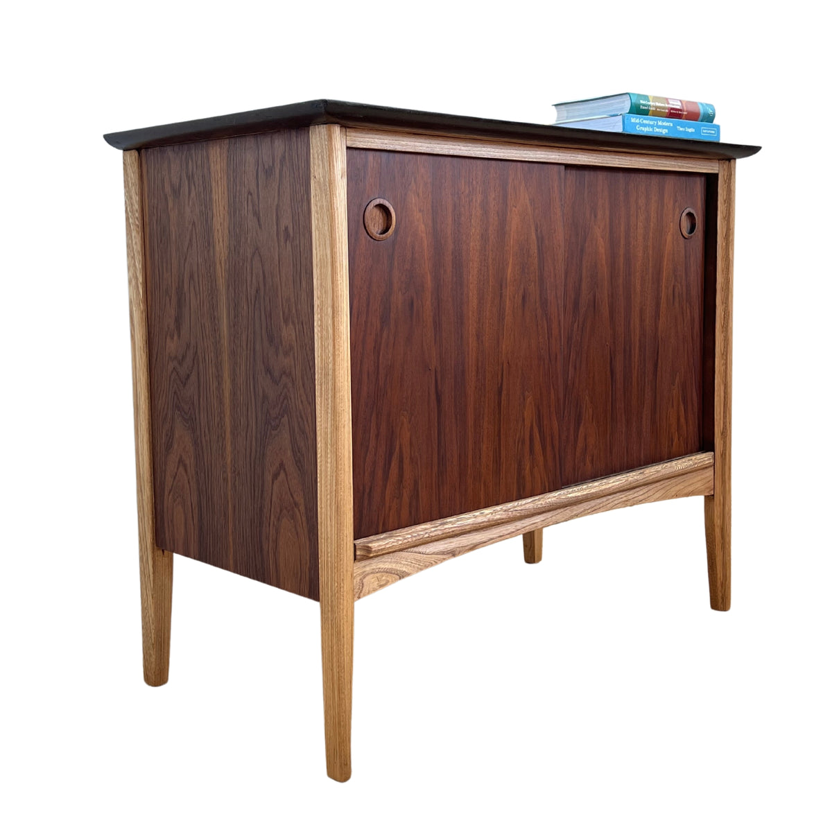 Compact Walnut Record Cabinet