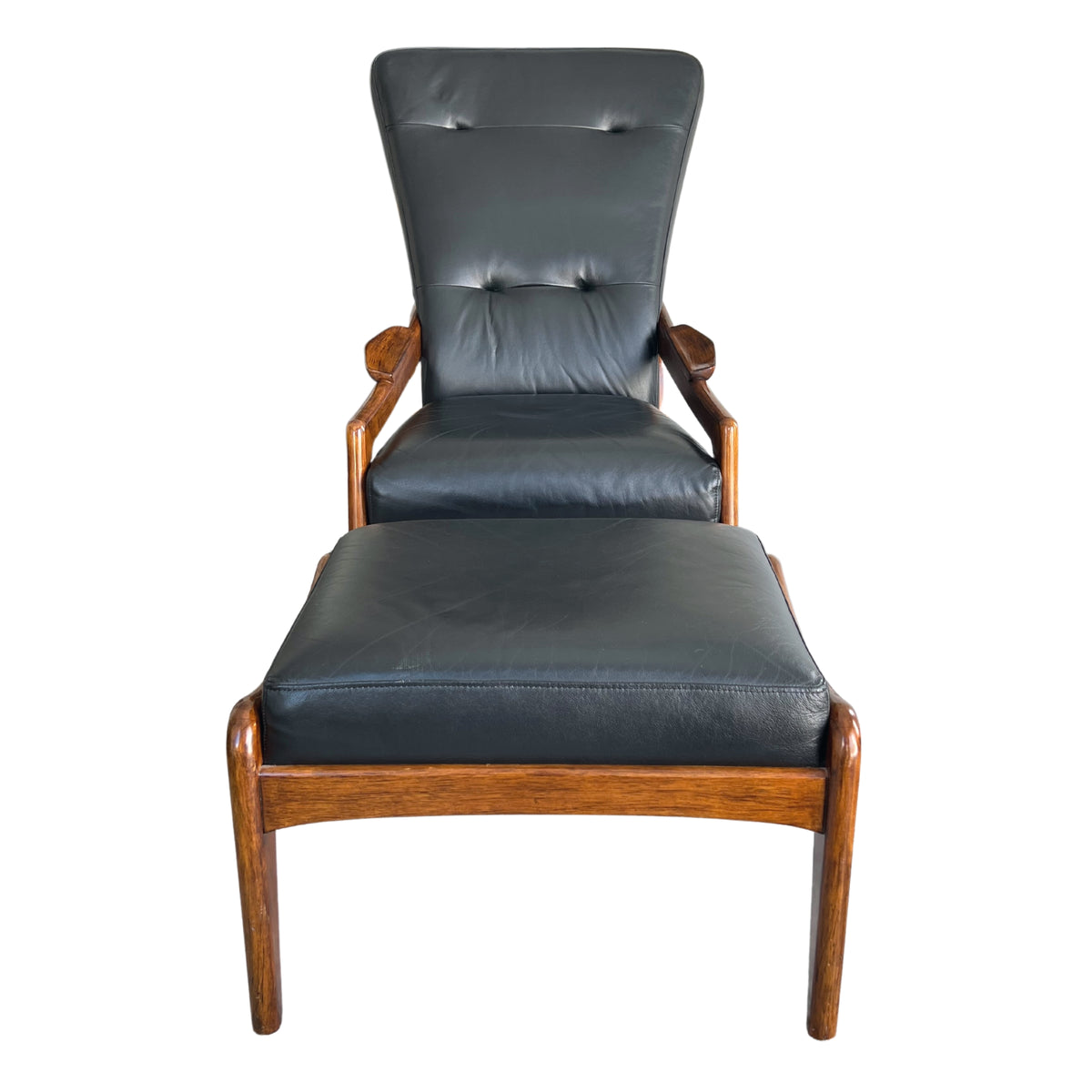 Leather Lounge Chair and Footstool