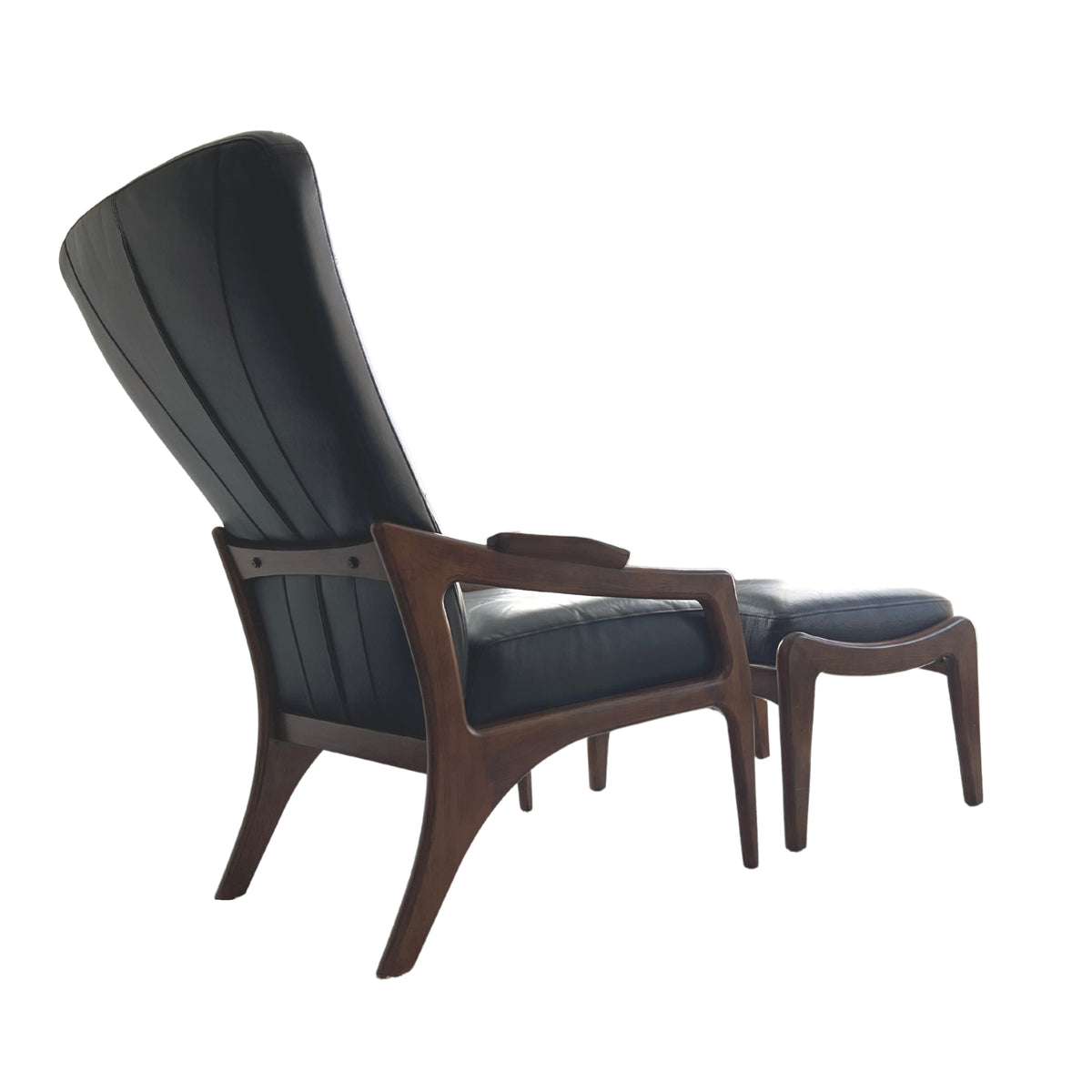 Leather Lounge Chair and Footstool